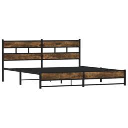 Berkfield Home Metal Bed Frame without Mattress Smoked Oak 180x200 cm Super King in Brown - thumbnail 1