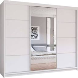 MN Furniture Pearl Contemporary 3 Door Wardrobe with Mirror Finish 250 cm x 217cm in White - thumbnail 2