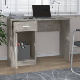Berkfield Home Durable Desk with Drawer&Cabinet Concrete Grey 100x40x73 cm Engin - Size: 100 x 40 x 73 cm - thumbnail 1
