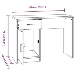 Berkfield Home Durable Desk with Drawer&Cabinet Concrete Grey 100x40x73 cm Engin - Size: 100 x 40 x 73 cm - thumbnail 9