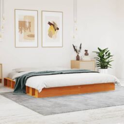 Berkfield Home Bed Frame without Mattress Wax Brown 200x200 cm Solid Wood Pine - thumbnail 1