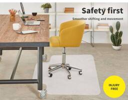 Marlow Chair Mat for Carpet Office Hard Floor Protectors PVC Non Slip 120X90 in Clear - thumbnail 8