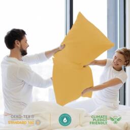 Grace 100% Egyptian Cotton Pack of 2 Pillowcases with Envelope Closure in Yellow - Size: Standard Pillow Case - thumbnail 2