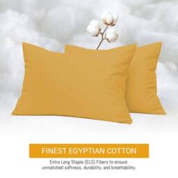 Grace 100% Egyptian Cotton Pack of 2 Pillowcases with Envelope Closure in Yellow - Size: Standard Pillow Case - thumbnail 3