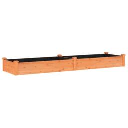 Berkfield Home Garden Raised Bed with Liner Brown 240x60x25 cm Solid Wood Fir - Size: 240 x 60 x 25 cm - thumbnail 3