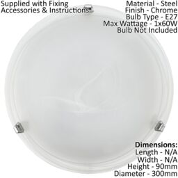 Loops Wall Flush Ceiling Light Colour Chrome Shade Glass Alabaster Bulb E27 1x60W in Clear - thumbnail 2