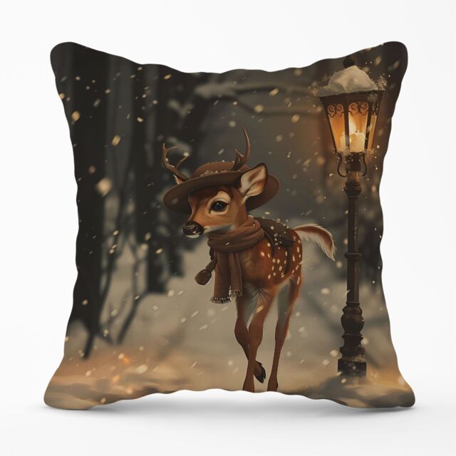 Warren Reed - Designer Fawn In A Snowy Scene Cushions - Size: 45 cm x 45 cm - image 1