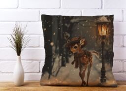 Warren Reed - Designer Fawn In A Snowy Scene Cushions - Size: 45 cm x 45 cm - thumbnail 2