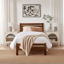 FurnitureboxUK Declan Solid Pine Single Bed Frame in Walnut - thumbnail 2