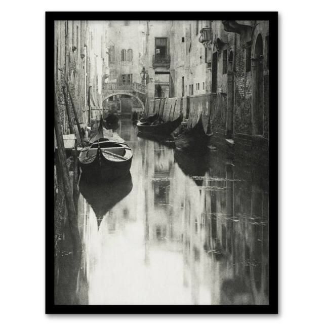 Artery8 A Venetian Canal Photograph Alfred Stieglitz Framed Wall Art Print in Grey - Size: A4 - image 1