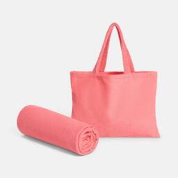 OHS Beach Towel Bag Microfibre Quick Dry Absorbent Bath Large Travel Spa in Coral - thumbnail 4