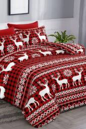 Ezysleep Nordic Stag Christmas Duvet Set in Red - Size: Single - thumbnail 2