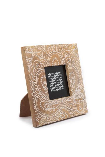 KDMD White Mango Wood Buddha Picture Frame for 10x15cm Photos, 20x20x2cm in Brown - Size: 20 x 20 x 2 cm - image 1