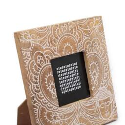 KDMD White Mango Wood Buddha Picture Frame for 10x15cm Photos, 20x20x2cm in Brown - Size: 20 x 20 x 2 cm - thumbnail 3