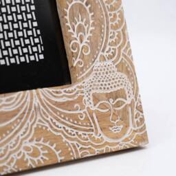 KDMD White Mango Wood Buddha Picture Frame for 10x15cm Photos, 20x20x2cm in Brown - Size: 20 x 20 x 2 cm - thumbnail 2