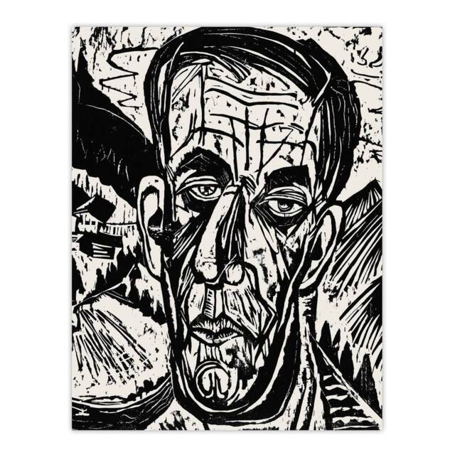 "Artery8 Head of Van de Velde Ernst Ludwig Kirchner Wall Art Poster Print in White - Size: W24"" x H32""" - image 1