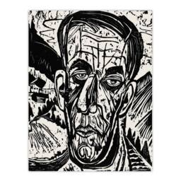 "Artery8 Head of Van de Velde Ernst Ludwig Kirchner Wall Art Poster Print in White - Size: W24"" x H32""" - thumbnail 1