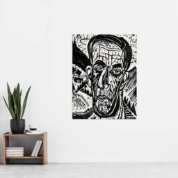 "Artery8 Head of Van de Velde Ernst Ludwig Kirchner Wall Art Poster Print in White - Size: W24"" x H32""" - thumbnail 4