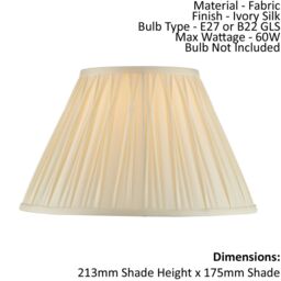 Loops Tapered Cylinder Lamp Shade - Ivory Silk - 60W E27 or B22 - Living Room - e10069 - thumbnail 2