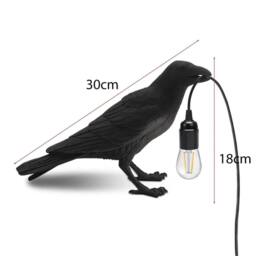 VOGREX 2PC Black Crow Resin LED Lamp E27 Modern Table Light - thumbnail 2
