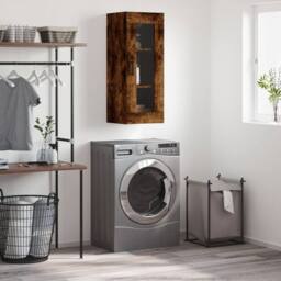 Berkfield Home Wall Mounted Cabinet Smoked Oak 34.5x34x90 cm in Brown - thumbnail 2