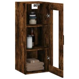 Berkfield Home Wall Mounted Cabinet Smoked Oak 34.5x34x90 cm in Brown - thumbnail 5