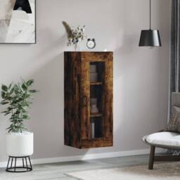 Berkfield Home Wall Mounted Cabinet Smoked Oak 34.5x34x90 cm in Brown - thumbnail 3