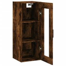 Berkfield Home Wall Mounted Cabinet Smoked Oak 34.5x34x90 cm in Brown - thumbnail 6