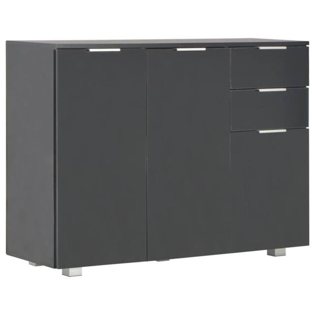 Berkfield Home Sideboard High Gloss Black 107x35x76 cm - Size: 107 x 35 x 76 cm - image 1
