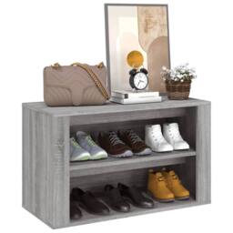 Berkfield Home Shoe Rack Grey Sonoma 75x35x45 cm Engineered Wood - Size: 75 x 35 x 45 cm - thumbnail 4