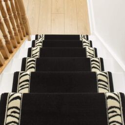 runrug Stair Runner Carpet for Staircases - Soft & Comfy, 9mm - 'Zebra' in Black - Size: 70 cm x 510 cm - thumbnail 5