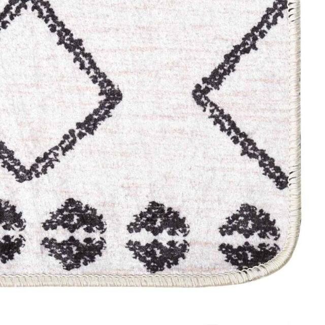 Berkfield Home Rug Washable 120x180 cm Black & White Anti Slip - Size: 100 cm diameter - image 1