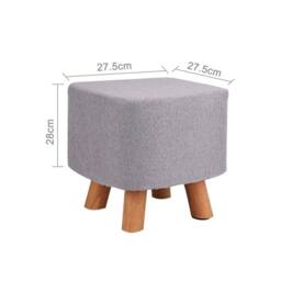 FORGEVIO Square Padded Fabric Wooden Footstool Ottoman Stool Wooden 4 Legs in Grey - thumbnail 2