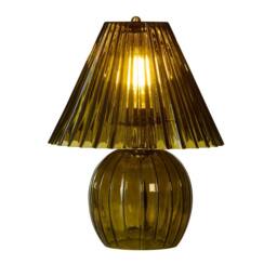 Lighting Collection Ribbed Green Glass Table Lamp - thumbnail 2