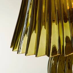 Lighting Collection Ribbed Green Glass Table Lamp - thumbnail 4