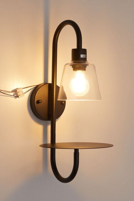 Living and Home Transparent Glass Lampshade Wall Light in Black - image 1