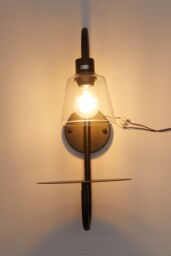 Living and Home Transparent Glass Lampshade Wall Light in Black - thumbnail 2