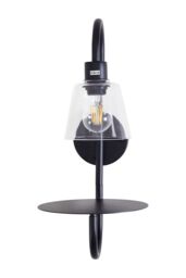 Living and Home Transparent Glass Lampshade Wall Light in Black - thumbnail 4