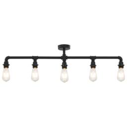 Berkfield Home Modern Ceiling Lamp Black 5 x E27 Bulbs - thumbnail 1