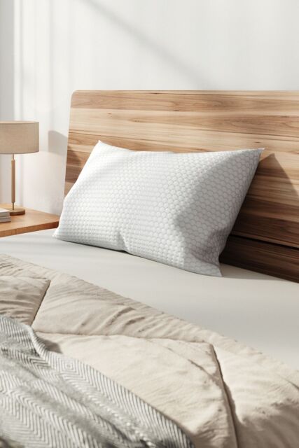Living and Home Medium Support Shredded Memory Foam Pillow with Removable Washable Bamboo Fiber Honeycomb Pattern Cover, 74cm L x 48cm W - image 1