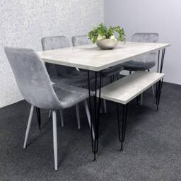 KOSY KOALA Dining Table With 4 Chairs Modern Dining Table Set With 4 Grey Chairs & 1 Bench Dining Room Furniture in Brown