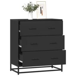 Berkfield Home Sideboard Black 68x35x76 cm Engineered Wood & Metal - Size: 68 x 35 x 76 cm - thumbnail 2