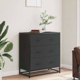 Berkfield Home Sideboard Black 68x35x76 cm Engineered Wood & Metal - Size: 68 x 35 x 76 cm - thumbnail 3