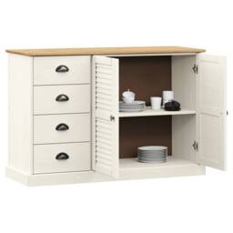 Berkfield Home Sideboard with Drawers VIGO 113x40x75 cm White Solid Wood Pine - Size: 113 x 40 x 75 cm - thumbnail 3