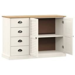 Berkfield Home Sideboard with Drawers VIGO 113x40x75 cm White Solid Wood Pine - Size: 113 x 40 x 75 cm - thumbnail 4