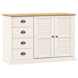 Berkfield Home Sideboard with Drawers VIGO 113x40x75 cm White Solid Wood Pine - Size: 113 x 40 x 75 cm - thumbnail 2