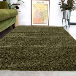 Kukoon Extra Large Fluffy Shaggy Soft Living Room Cosy Fireside Area Rugs 240cm x 330cm in Olive - Size: 240 cm x 330 cm - thumbnail 2