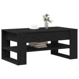Berkfield Home Black Oak Coffee Table - 102x55x45 cm, Made of Engineered Wood - Size: 102 x 55 x 45 cm - thumbnail 3