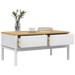 Berkfield Home Beautiful Coffee Table FLORO White 99x55.5x45 cm Solid Pine Wood - thumbnail 4