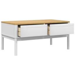 Berkfield Home Beautiful Coffee Table FLORO White 99x55.5x45 cm Solid Pine Wood - thumbnail 8